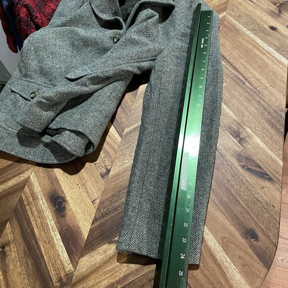 LL Bean Blazer Galway Jacket Herringbone Wool Silk Wool Blend‎ Button Up Large - Picture 7 of 10